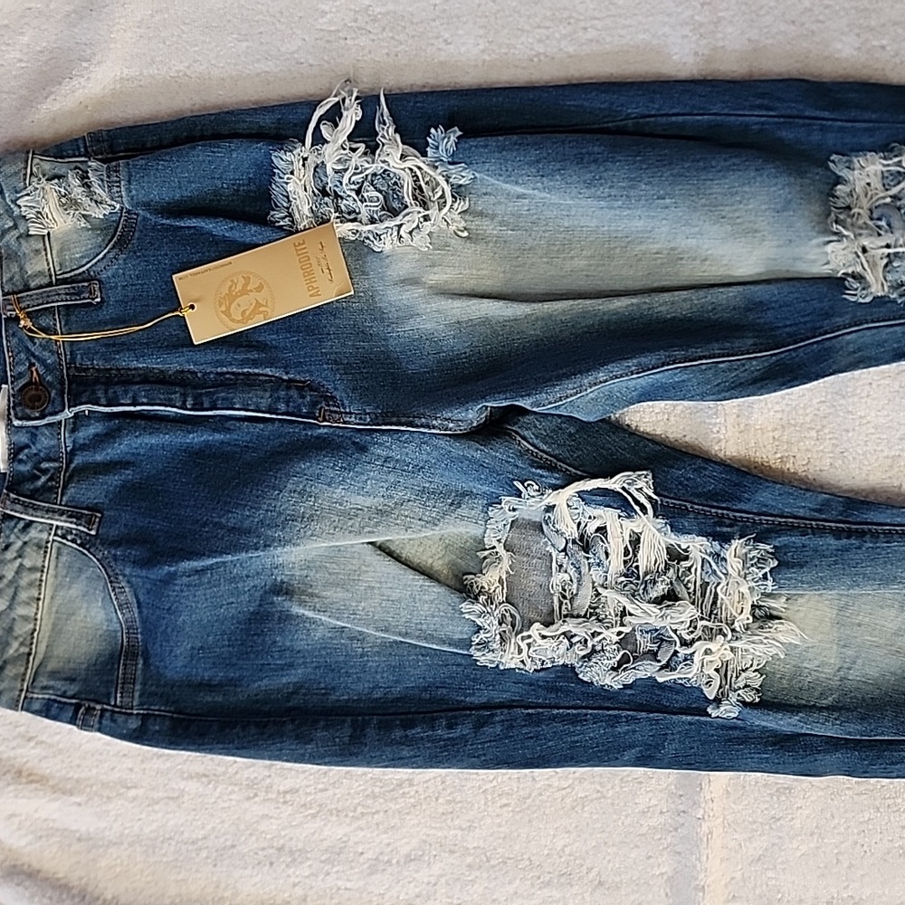Aphrodite Women's Ripped Denim Boyfriend Jeans Size 15 (32) New